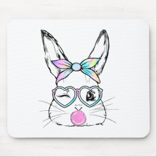 Bunny Face Wink Eyes Bandana Heart Gles Bubblegum Mouse Pad