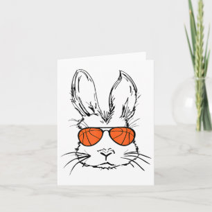 Bunny Face With Basketball Sungles Easter Day For Card