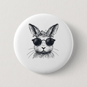 Bunny Face with Flower Crown Easter Day for Women 2 Inch Round Button