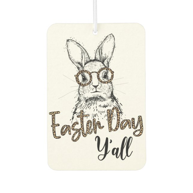 bunny face with leopard glasses easter day yall s  air freshener (Front)