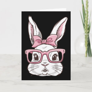Bunny Face With Pink Sungles Bow Tie Easter Day Gi Card