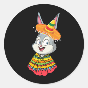 Bunny Face With Sombrero Hat Cinco De Mayo Easter  Classic Round Sticker
