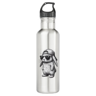 Bunny Face With Sunglasses Cap Easter Day for Boys 710 Ml Water Bottle