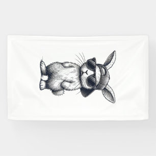 Bunny Face with Sunglasses Cap Easter Day for Boys Banner