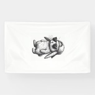 Bunny Face With Sunglasses Cap Easter Day for Boys Banner
