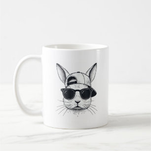Bunny Face with Sunglasses Cap Easter Day for Boys Coffee Mug