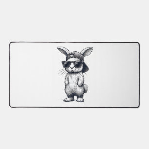 Bunny Face with Sunglasses Cap Easter Day for Boys Desk Mat