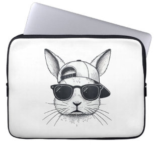 Bunny Face with Sunglasses Cap Easter Day for Boys Laptop Sleeve