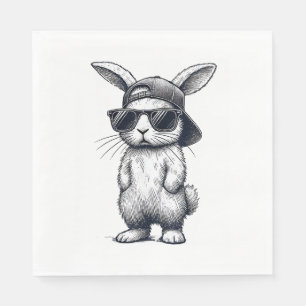Bunny Face with Sunglasses Cap Easter Day for Boys Napkin