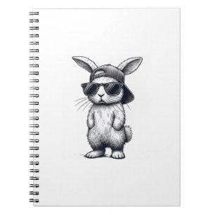 Bunny Face with Sunglasses Cap Easter Day for Boys Notebook