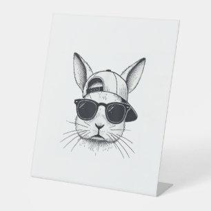 Bunny Face with Sunglasses Cap Easter Day for Boys Pedestal Sign
