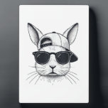Bunny Face with Sunglasses Cap Easter Day for Boys Plaque<br><div class="desc">Bunny Face with Sunglasses Cap Easter Day for Boys Men Kids T-Shirt_1</div>