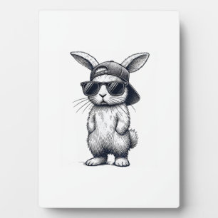 Bunny Face with Sunglasses Cap Easter Day for Boys Plaque