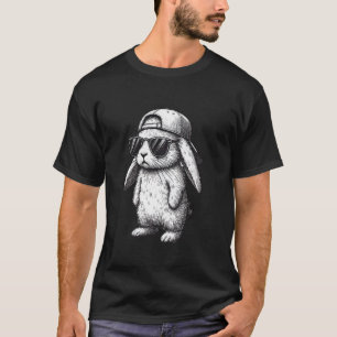 Bunny Face With Sunglasses Cap Easter Day for Boys T-Shirt