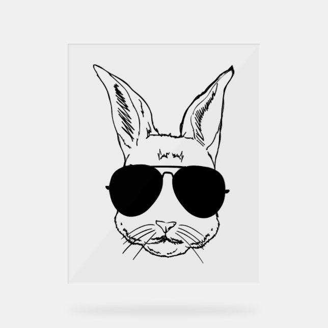 Bunny Face With Sunglasses Easter Day For Acrylic Sign (Front)