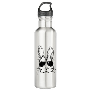 Bunny Face With Sunglasses Easter Day for Boys Men 710 Ml Water Bottle