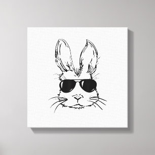 Bunny Face With Sunglasses Easter Day for Boys Men Canvas Print