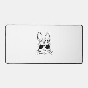 Bunny Face With Sunglasses Easter Day for Boys Men Desk Mat