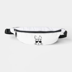 Bunny Face With Sunglasses Easter Day for Boys Men Fanny Pack