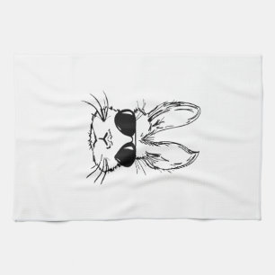 Bunny Face With Sunglasses Easter Day for Boys Men Kitchen Towel