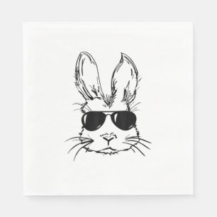 Bunny Face With Sunglasses Easter Day for Boys Men Napkin