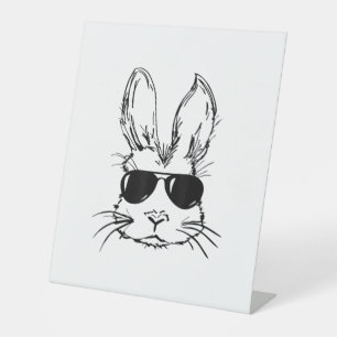 Bunny Face With Sunglasses Easter Day for Boys Men Pedestal Sign