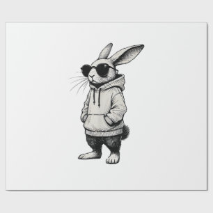 Bunny Face with Sunglasses Easter Day for Boys Men Wrapping Paper