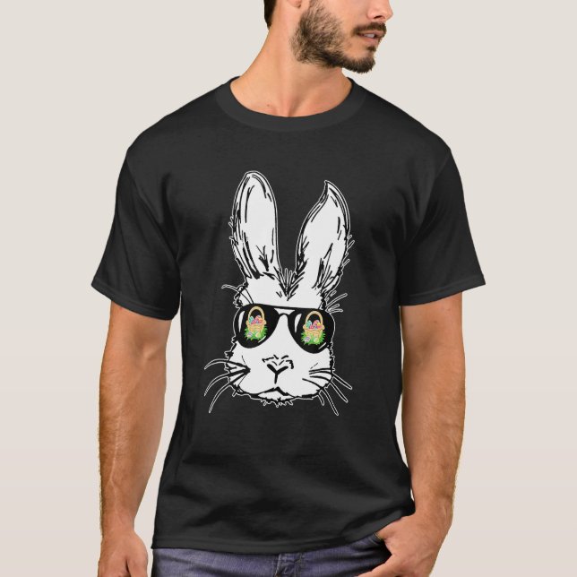 Bunny Face With Sunglasses For Boys Men Kids Easte T-Shirt (Front)
