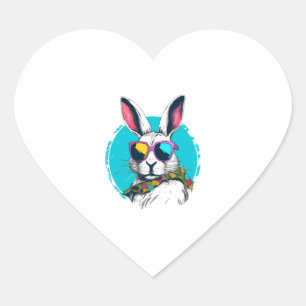 Bunny Face With Sunglasses For Boys Men Kids Heart Sticker