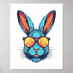 Bunny Face With Sunglasses For Boys Men Kids  Poster