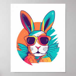 Bunny Face With Sunglasses For Boys Men Kids   Poster