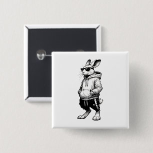Bunny Face With Sunglasses Happy Easter Day 2 Inch Square Button