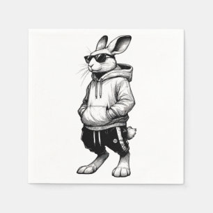 Bunny Face With Sunglasses Happy Easter Day Napkin