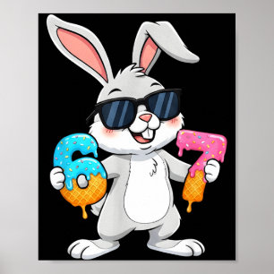Bunny Face With Sungles Cap Easter Day For Boys Me Poster