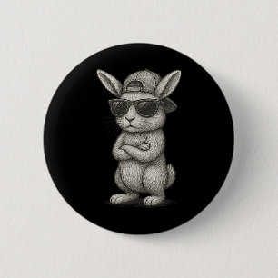 Bunny Face With Sungles Easter Day Art For Boys Me 2 Inch Round Button