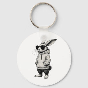 Bunny Face With Sungles Easter Day For Boys Men Ki Keychain