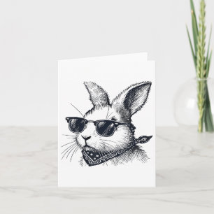 Bunny Face With Sungles For Boys Men Kids Easter D Card