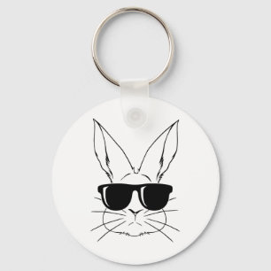 Bunny Face With Sungles For Boys Men Kids Easter D Keychain