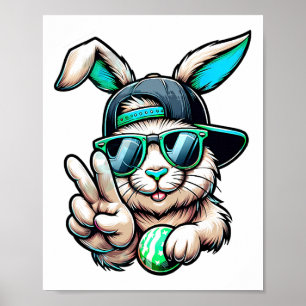 Bunny Face With Sungles For Boys Men Kids Easter D Poster