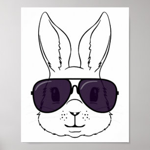 Bunny Face With Sungles For Boys Men Kids Easter D Poster