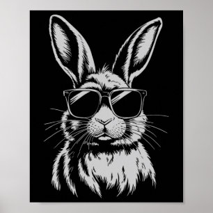 Bunny Face With Sungles For Boys Men Kids Easter D Poster
