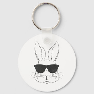 Bunny Face With Sungles Rabbit Easter Day Boys Men Keychain