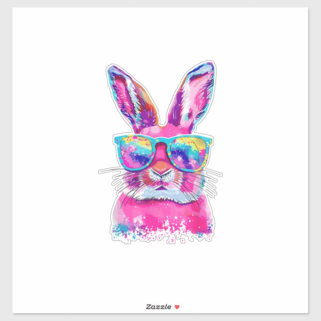 Bunny Face with Tie Dye Glasses Happy Easter Day M (Sheet)