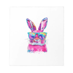 Bunny Face with Tie Dye Glasses Happy Easter Day M Notepad
