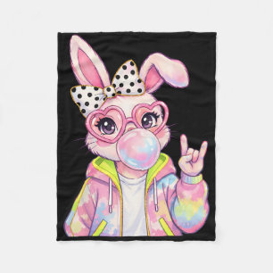 Bunny Face With Tie Dye Gles Happy Easter Day Girl Fleece Blanket