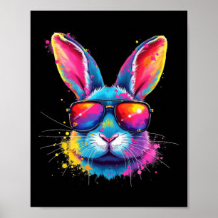 Bunny Face With Tie Dye Gles Happy Easter Day Men Poster