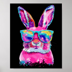 Bunny Face With Tie Dye Gles Happy Easter Day Men Poster