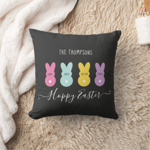 Bunny Family of 4 Easter Throw Pillow