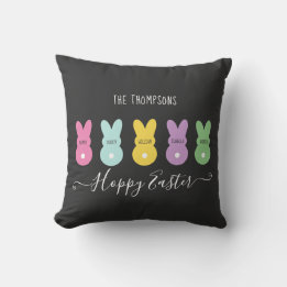 Bunny Family of 5 Easter Throw Pillow
