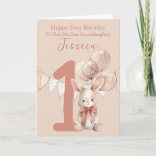 Bunny First Birthday  Card
